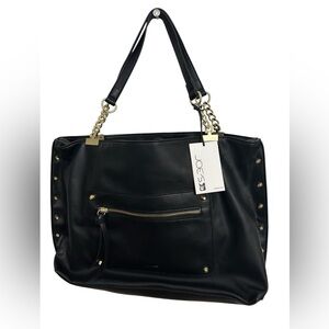 Joe's Jeans Emerson Black Vegan Leather Tote Bag NWT